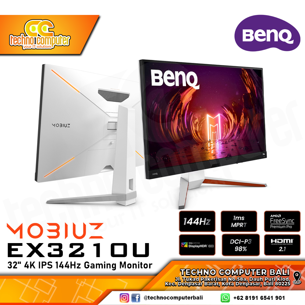 BENQ MOBIUZ EX3210U Gaming Monitor - 32 inch, 4K UHD (3840 x 2160), IPS, 144Hz, 1ms