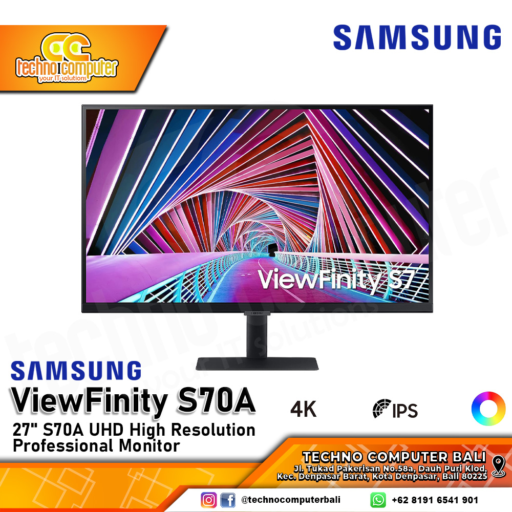 SAMSUNG ViewFinity S70A UHD Monitor - 27 inch, UHD (3840 x 2160), IPS, 60Hz, 5ms