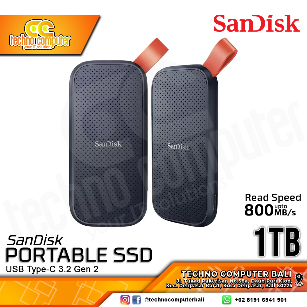 SSD EXTERNAL SANDISK PORTABLE SSD - Up to 800MB/s, USB Type-C 3.2 Gen 2 - 1TB