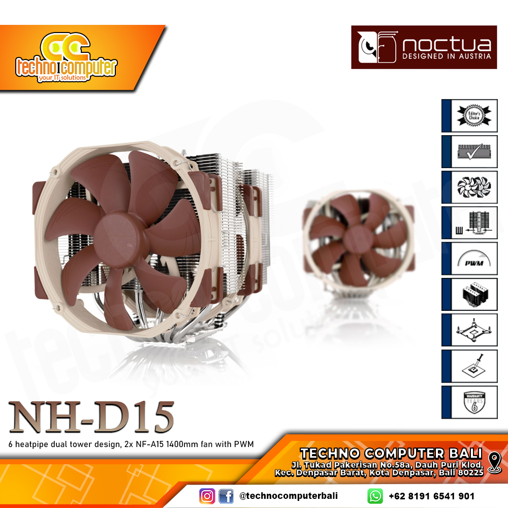 NOCTUA NH-D15 - CPU Cooler - 140mm Air Cooler