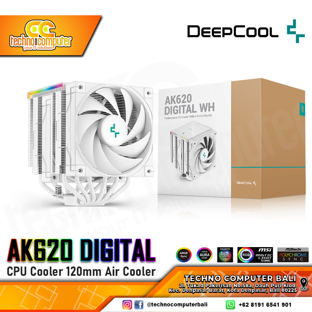 DEEPCOOL AK620 Digital White - CPU Cooler - 120mm Air Cooler