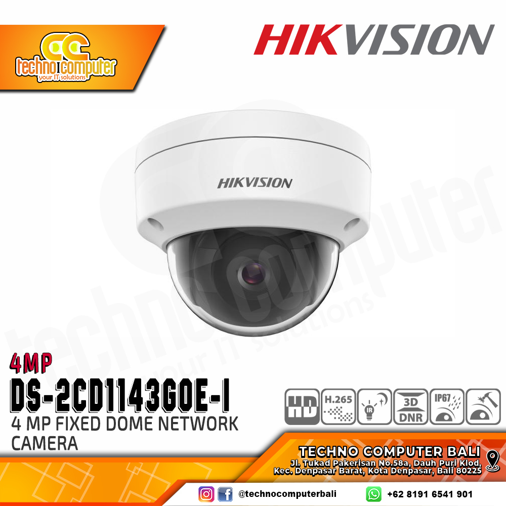 HIKVISION DS-2CD1143G0E-I 4MP (2.8mm) INDOOR Fixed Dome Network Camera CCTV