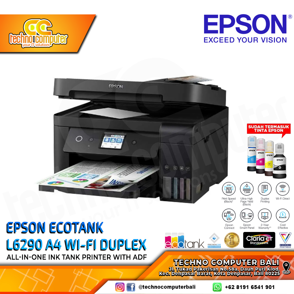 PRINTER EPSON L6290 A4 Ecotank Wi-Fi Duplex All-in-One InkTank Printer with ADF