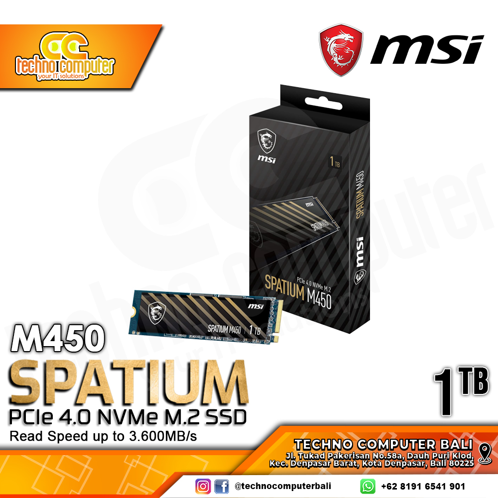 SSD MSI SPATIUM M450 M.2 NVMe 2280 PCIe Gen4 x4 - 1TB