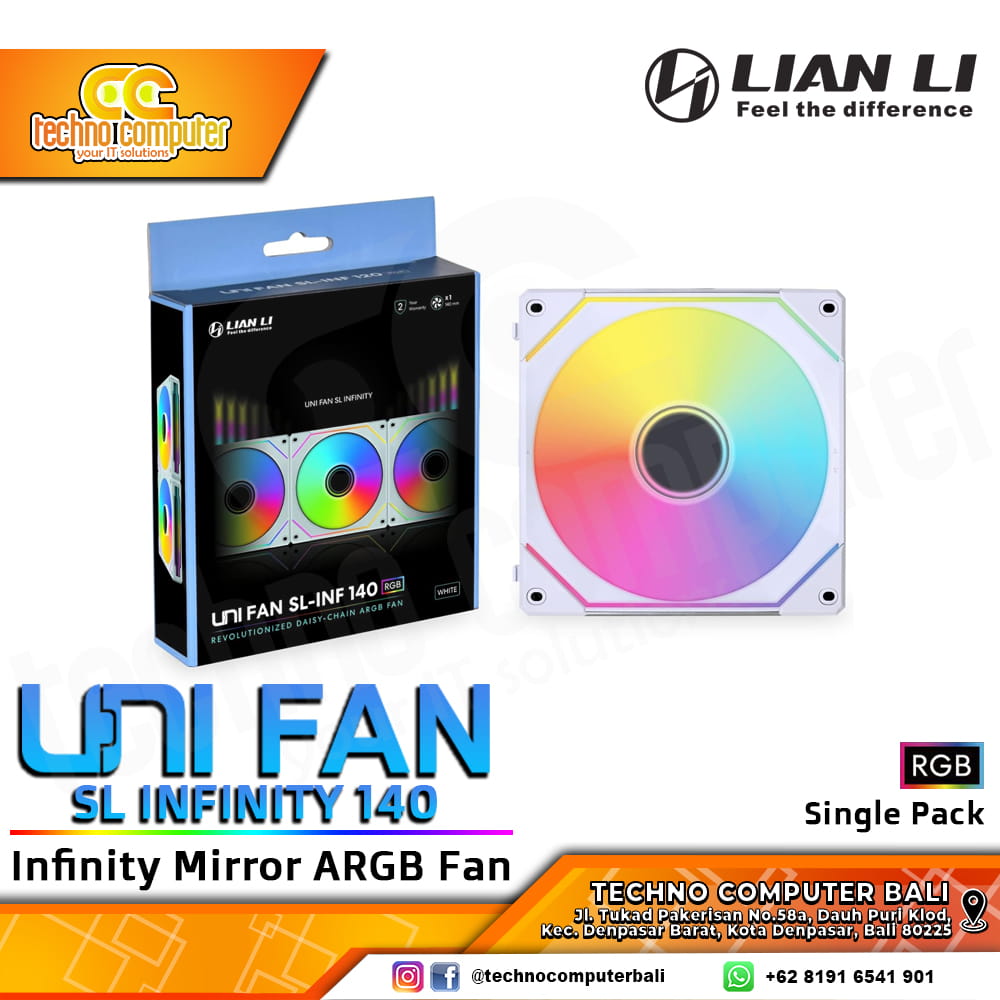 FAN CASING LIAN LI UNI FAN SL-Infinity 140 WHITE - 140mm Single Pack ARGB Fan