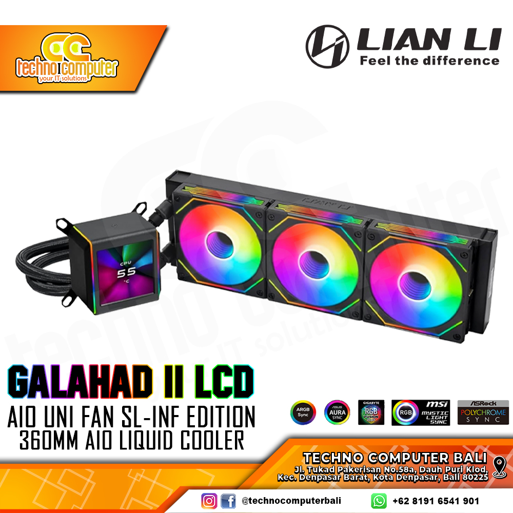 LIAN LI GALAHAD II LCD SL-Infinity 360 with 2.88inch LCD Black - CPU Cooler - 360mm AIO Liquid