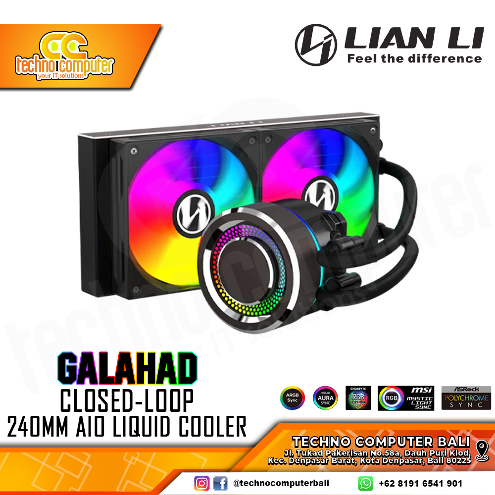 LIAN LI GALAHAD AIO 240 ARGB Black - CPU Cooler - 240mm AIO Liquid Cooler