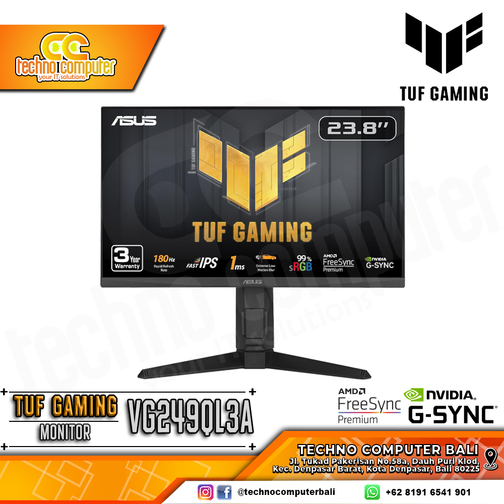 ASUS TUF GAMING VG249QL3A Gaming Monitor - 24 inch, FHD (1920 x 1080), Fast IPS, 180Hz, 1ms