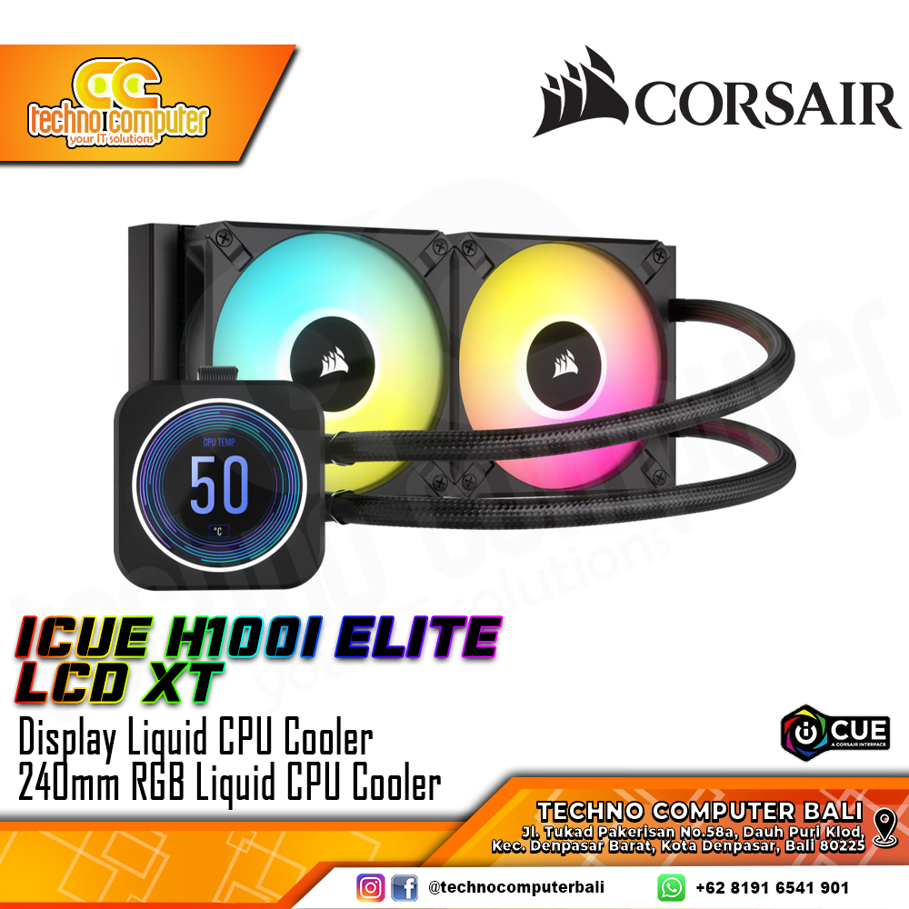 CORSAIR ICUE H100i ELITE LCD XT - CPU Cooler - 240mm AIO Liquid Cooler