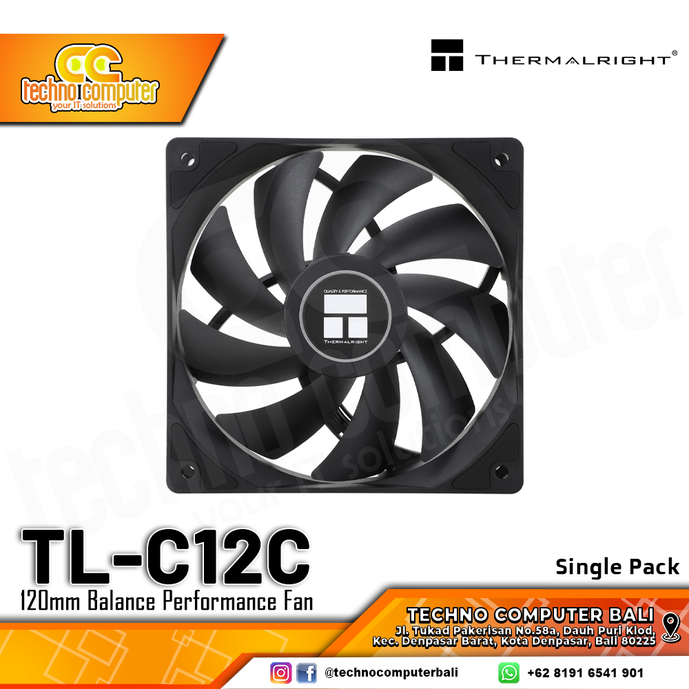 FAN CASING THERMALRIGHT TL-C12C Black - 120mm PWM Fan Single Pack (BULK PACKAGE)