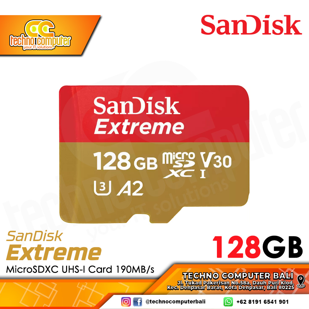 MEMORY CARD SANDISK EXTREME MICRO SDXC 128GB 190MB/s