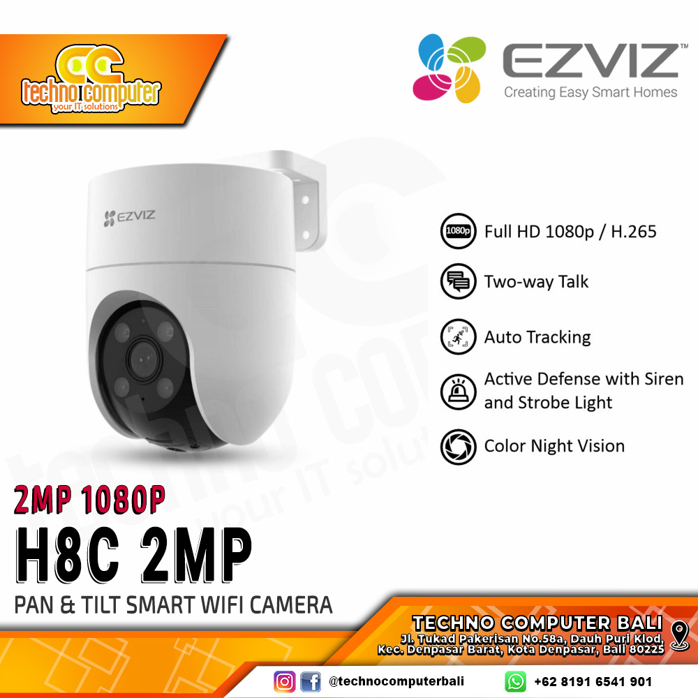 EZVIZ H8C 2MP 1080p OUTDOOR Smart Wi-Fi Pan/Tilt IP Camera CCTV
