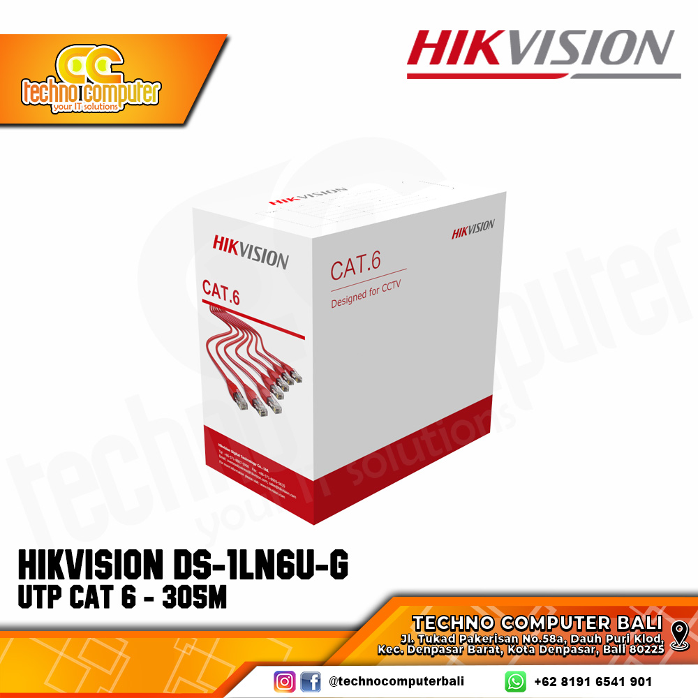 KABEL LAN HIKVISION CAT 6 UTP DS-1LN6U-G (Solid Copper, 0.55 mm, Gray)