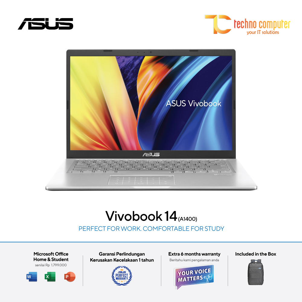 ASUS Vivobook 14 [A1400EA-VIPS352] Core i3-1115G4/4GBRAM/512GB SSD/W11 Home + OHS 2021