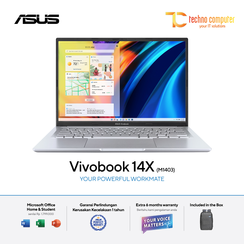 ASUS VivoBook 14X [M1403QA-VIPS552] Ryzen 5 5600H/RAM 8GB/SSD 512GB/Win11 + OHS 2021