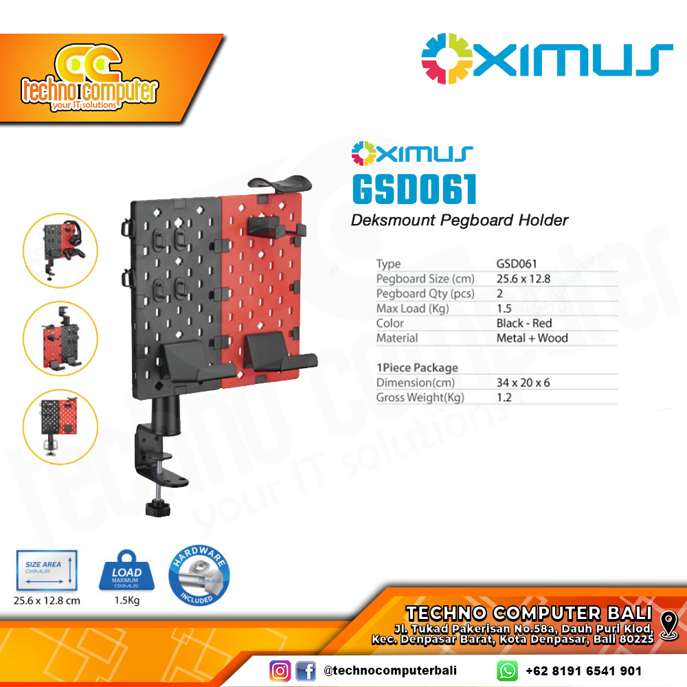 OXIMUS GSD061 Deksmount Pegboard Holder