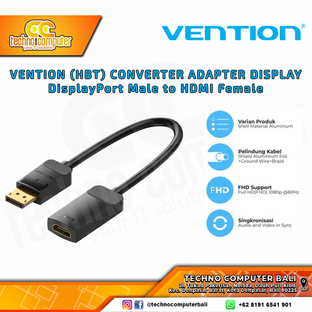 VENTION CONVERTER ADAPTER DISPLAY - DP Male to HDMI Female  - HBT