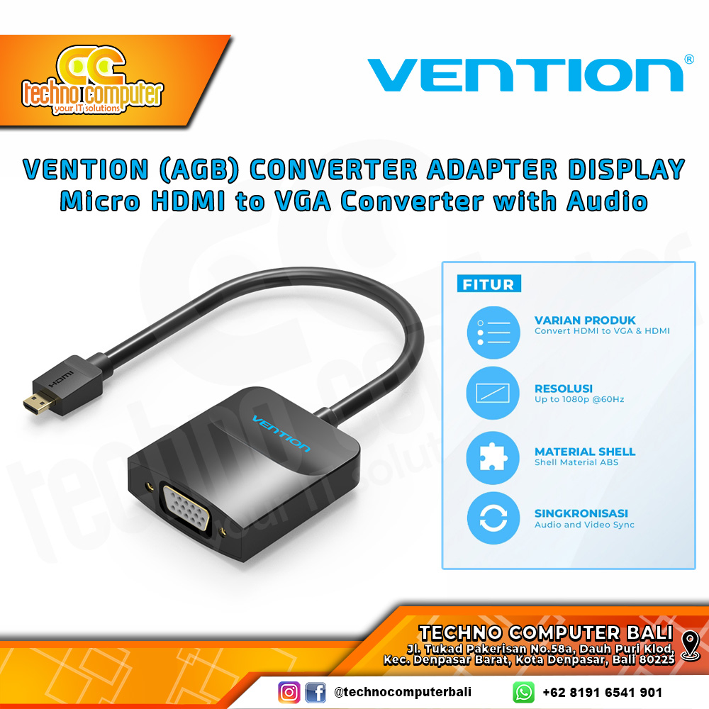 VENTION CONVERTER ADAPTER DISPLAY - Micro HDMI to VGA with Audio - AGB 0.15M