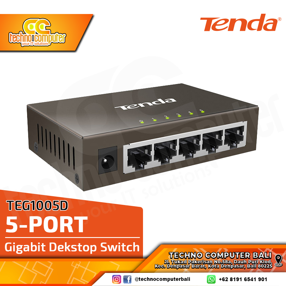 SWITCH HUB TENDA TEG1005D 5 Port 10/100/1000Mbps Gigabit Desktop Switch