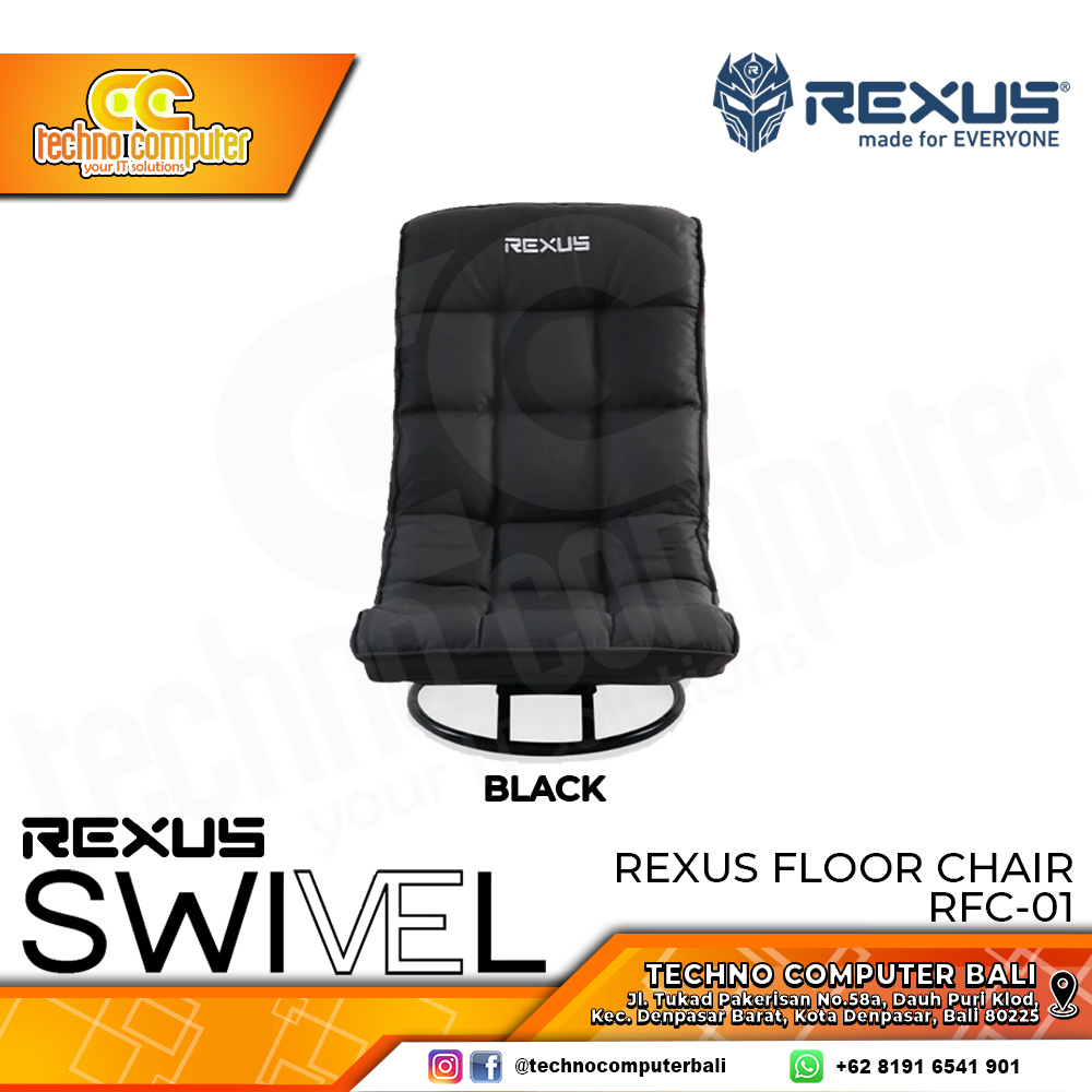 KURSI GAMING FLOOR REXUS SWIVEL RFC-01 GAMING FLOOR CHAIR - BLACK