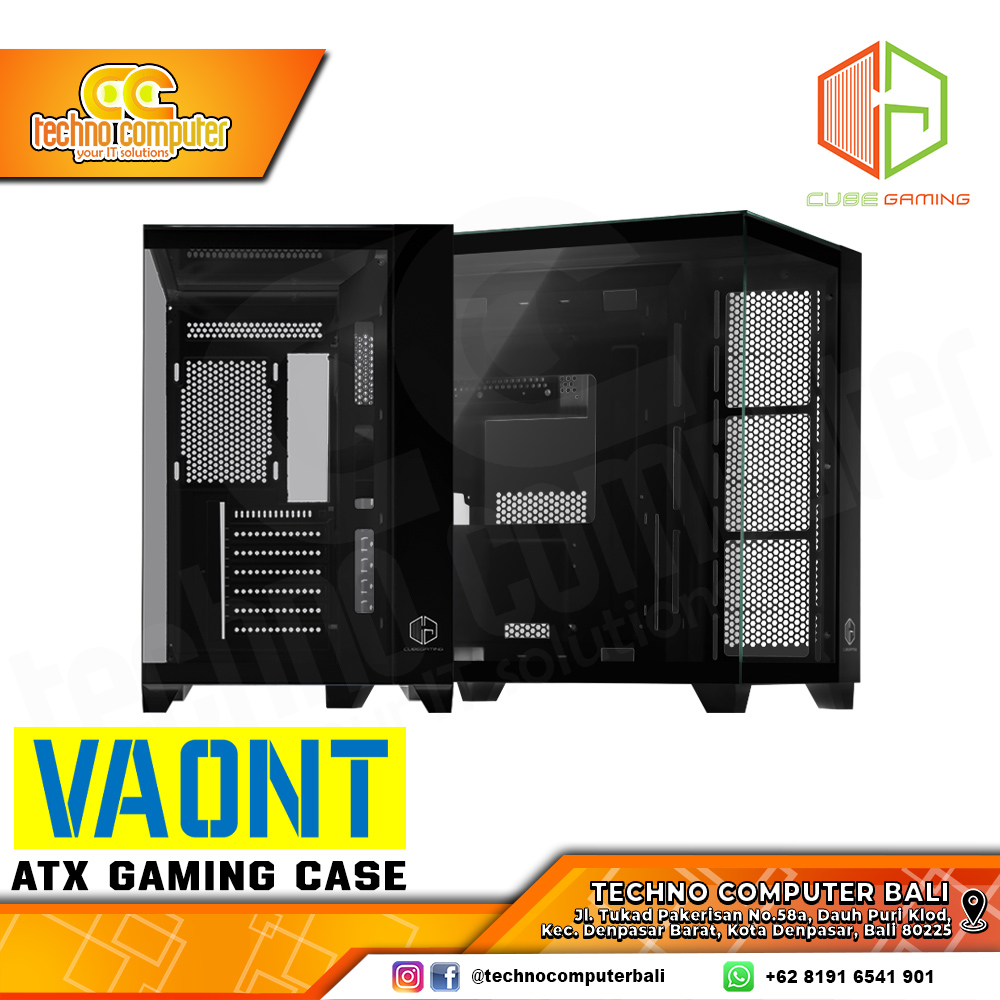 CASING CUBE GAMING VAONT Black - Mid Tower ATX Case Tempered Glass