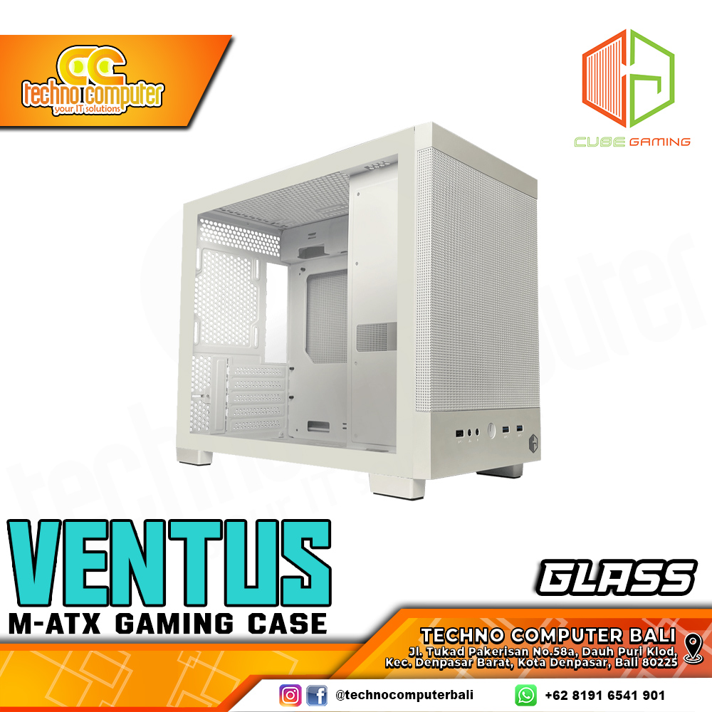 CASING CUBE GAMING VENTUS Glass White - Mid Tower mATX Case