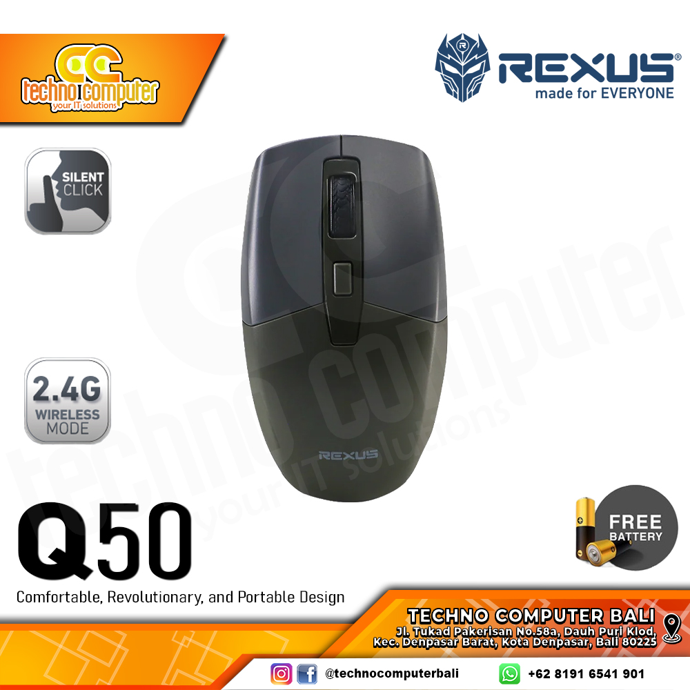 REXUS Q50 Wireless Black - Office Mouse Wireless