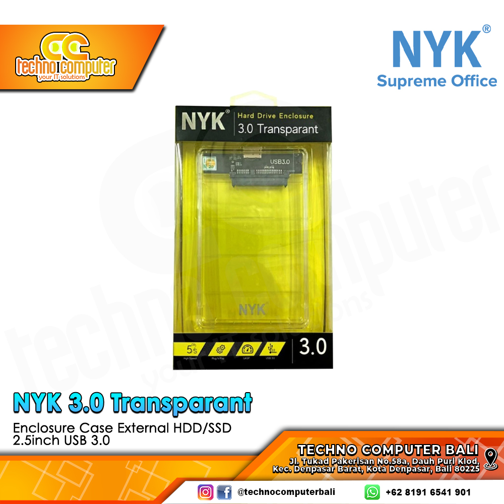 NYK Enclosure Case External HDD SSD 2.5 inch SATA USB 3.0 Transparant