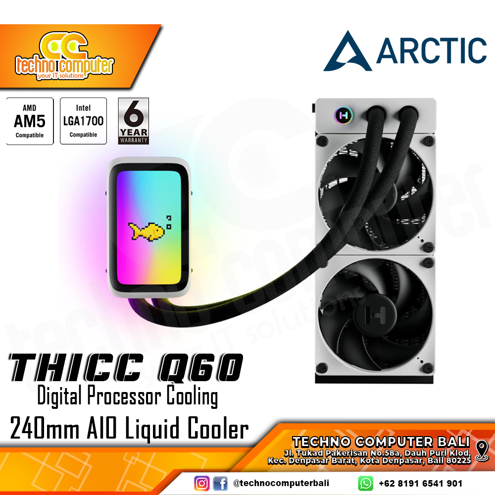 HYTE THICC Q60 Digital Processor Cooling - CPU Cooler - 240mm AIO Liquid Cooler