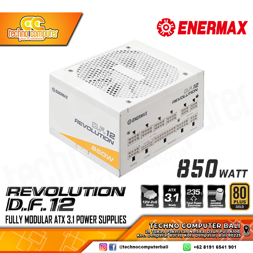 ENERMAX REVOLUTION DF.12 ATX 3.1 WHITE 850W 80+ Gold - Full Modular