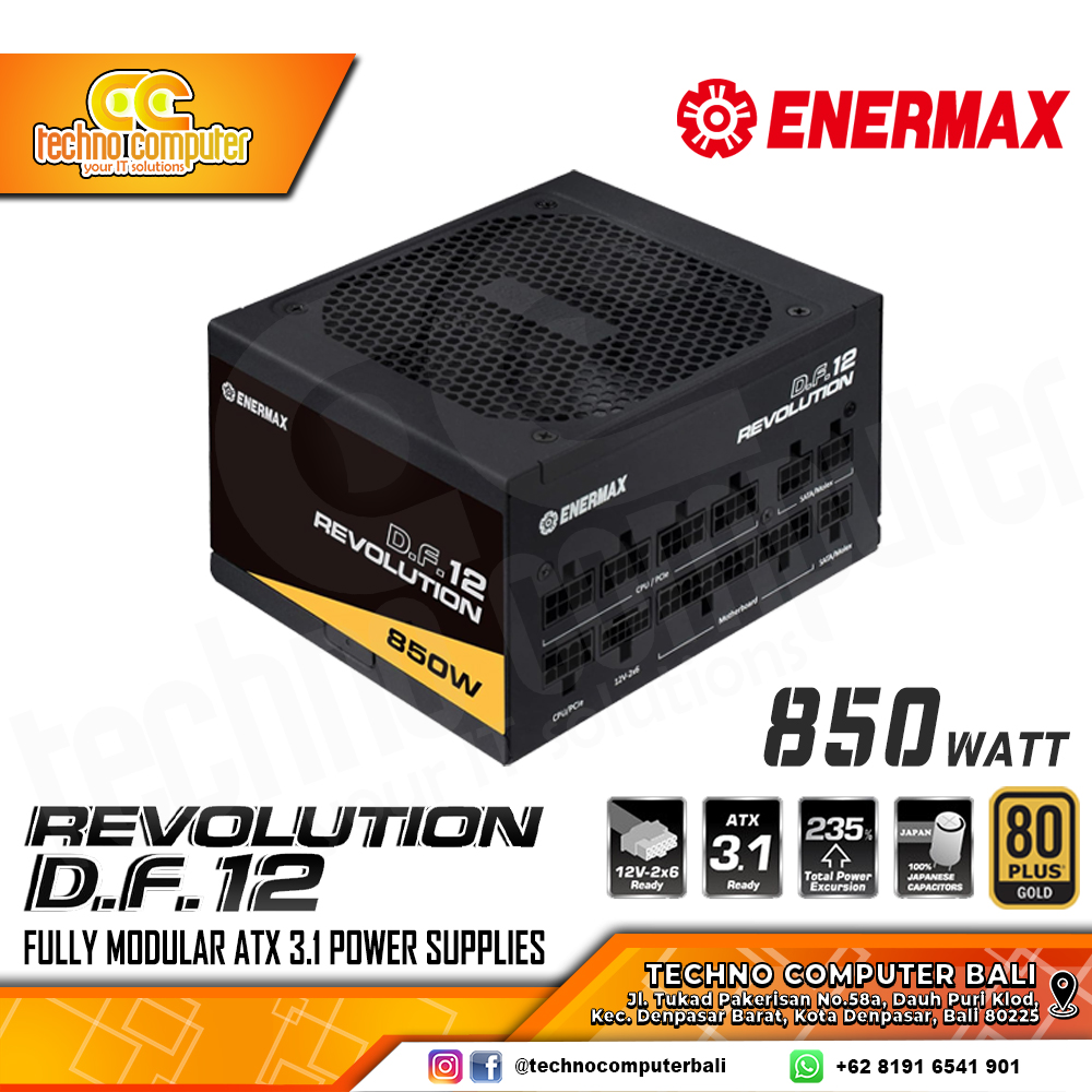 ENERMAX REVOLUTION DF.12 ATX 3.1 BLACK 850W 80+ Gold - Full Modular