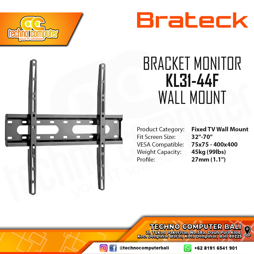 Bracket Monitor TV 37-70inch BRATECK KL31-44F Fix Wall Mount Bracket