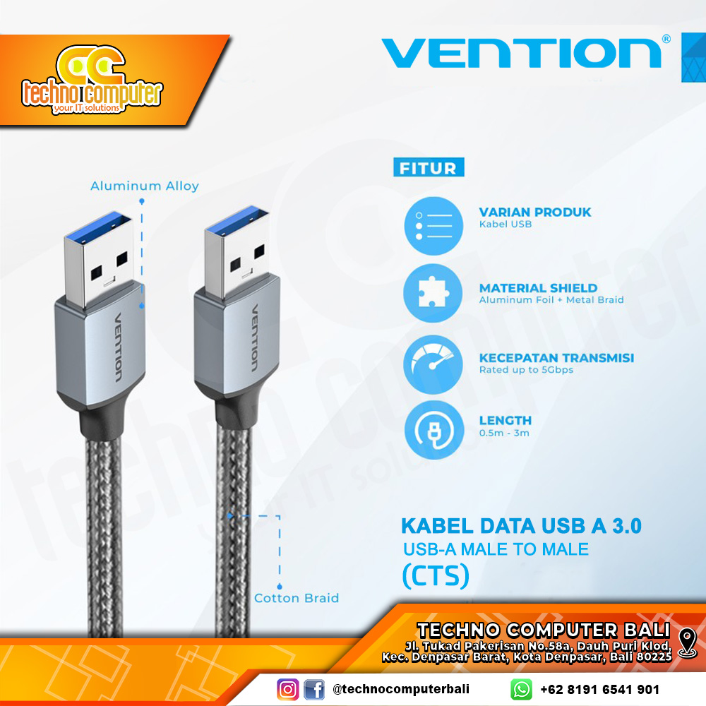 VENTION Kabel Data USB 3.0 Type A Male to Male - CTS 1M