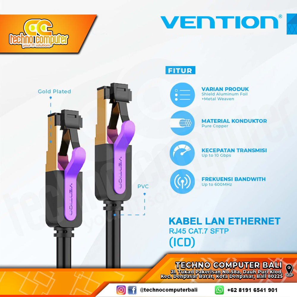 VENTION KABEL JARINGAN - LAN Cat7 SFTP Gigabit Network Patch - ICD 5M Black