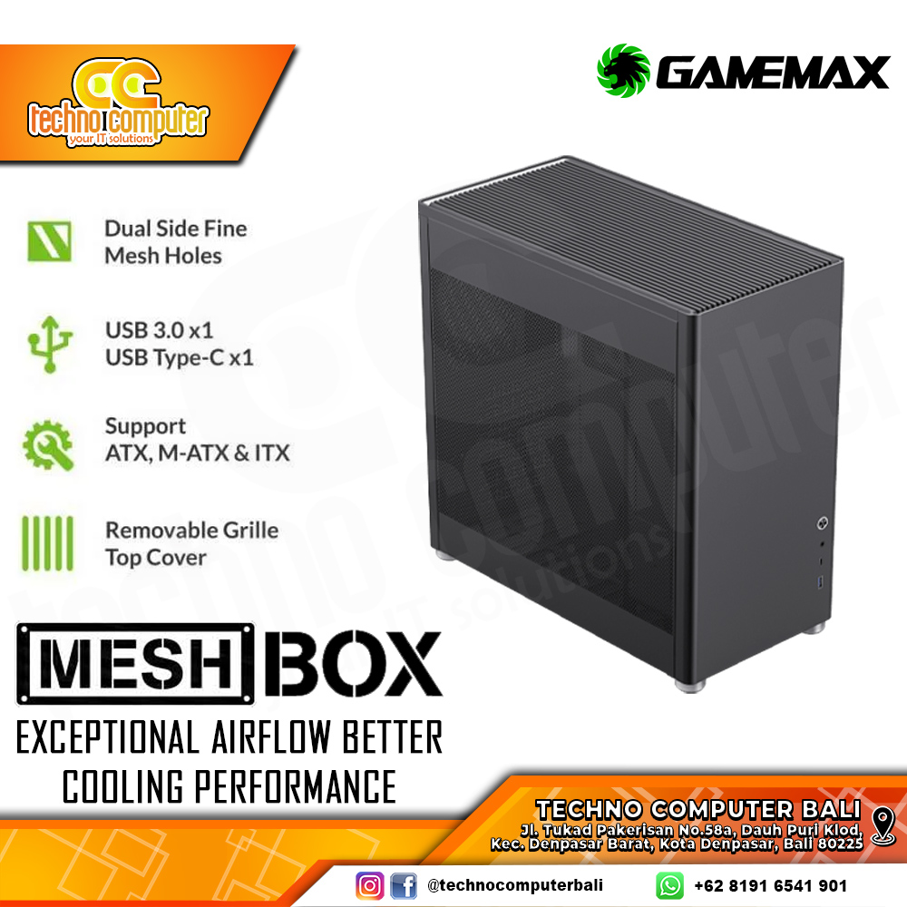CASING GAMEMAX MESHBOX Black - Mid Tower ATX Case Mesh