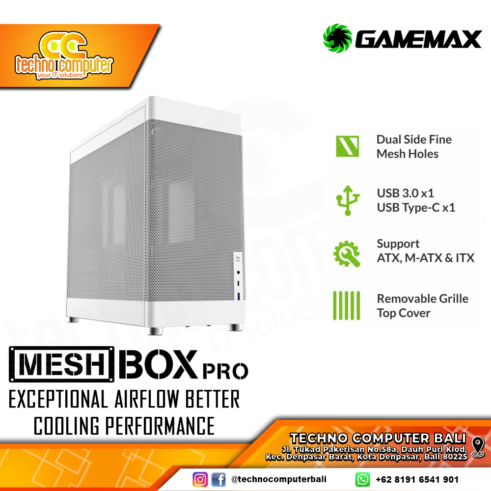 CASING GAMEMAX MESHBOX Pro White - Mid Tower ATX Case Mesh