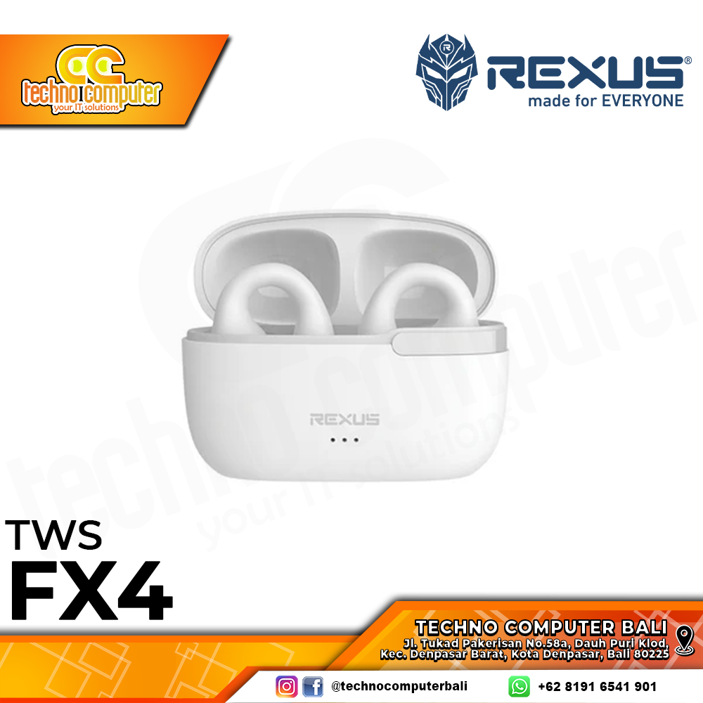 EARPHONE TWS REXUS FX4 Open Air Bluetooth White - Earphone