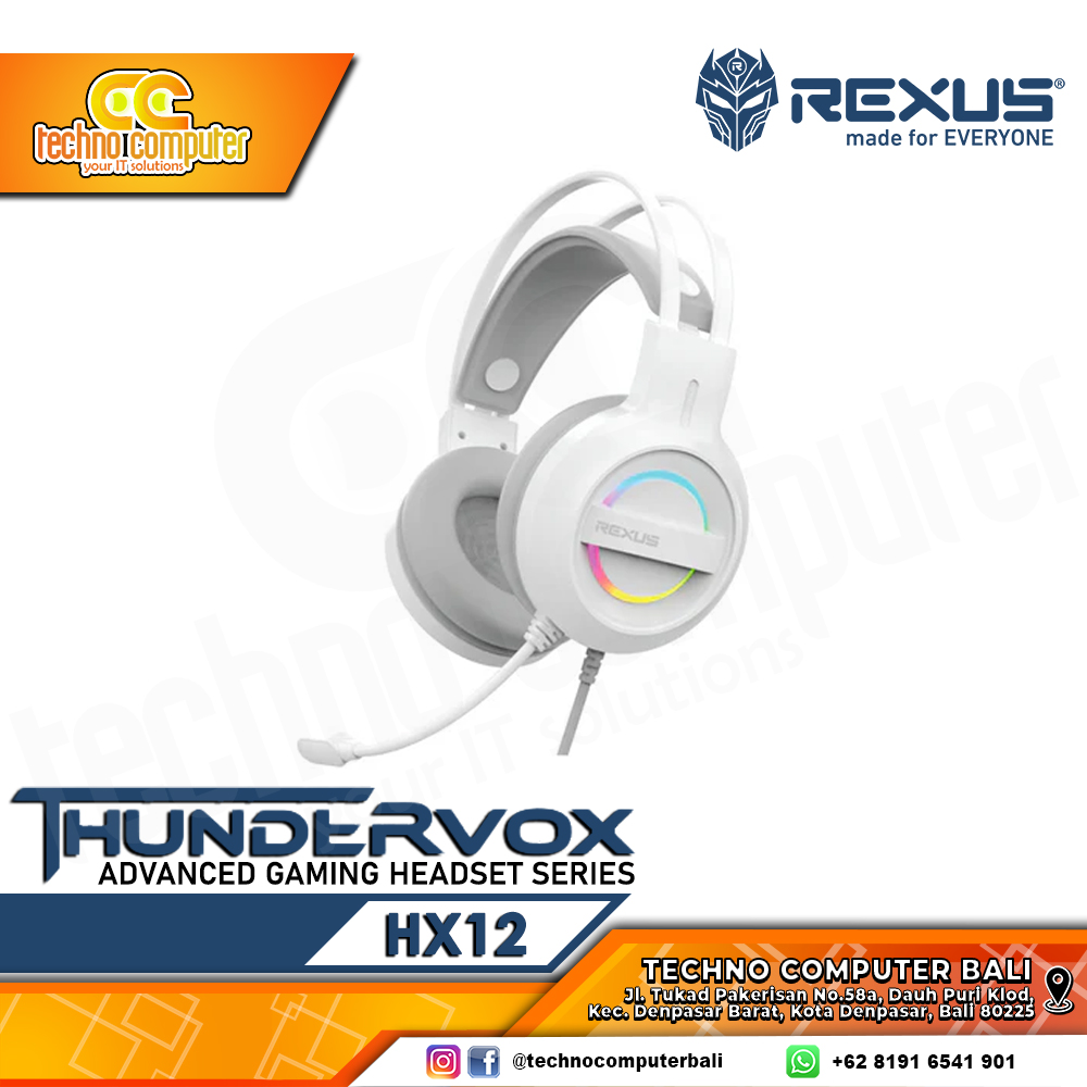 HEADSET REXUS THUNDERVOX HX12 RGB White - Gaming Headset