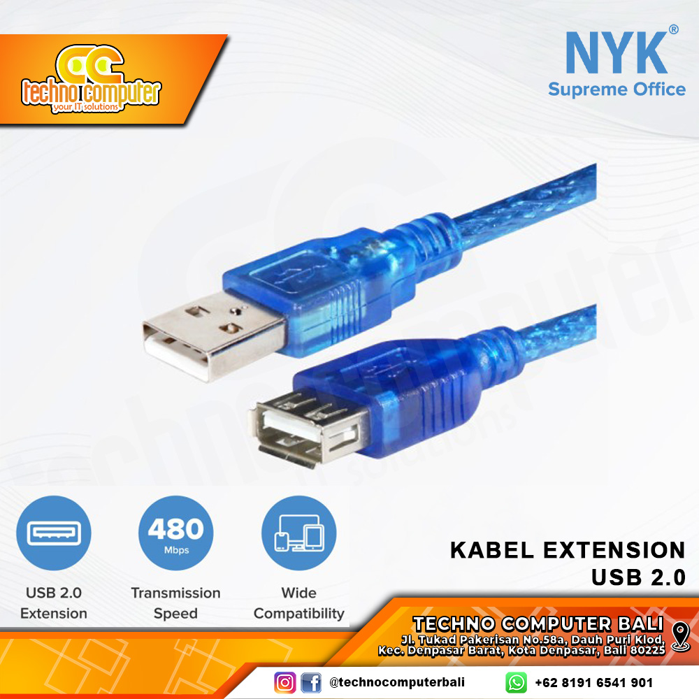 NYK KABEL USB EXTENSIONS - USB 2.0 Male to Female - 5M