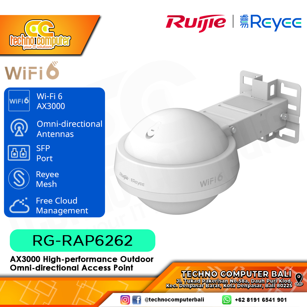 ACCESS POINT RUIJIE/REYEE RG-RAP6262 Wi-Fi 6 AX3000 Outdoor Omni-directional Access Point