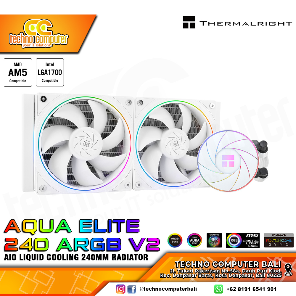 THERMALRIGHT AQUA ELITE 240 ARGB V2 WHITE - CPU Cooler - 240mm AIO Liquid Cooler