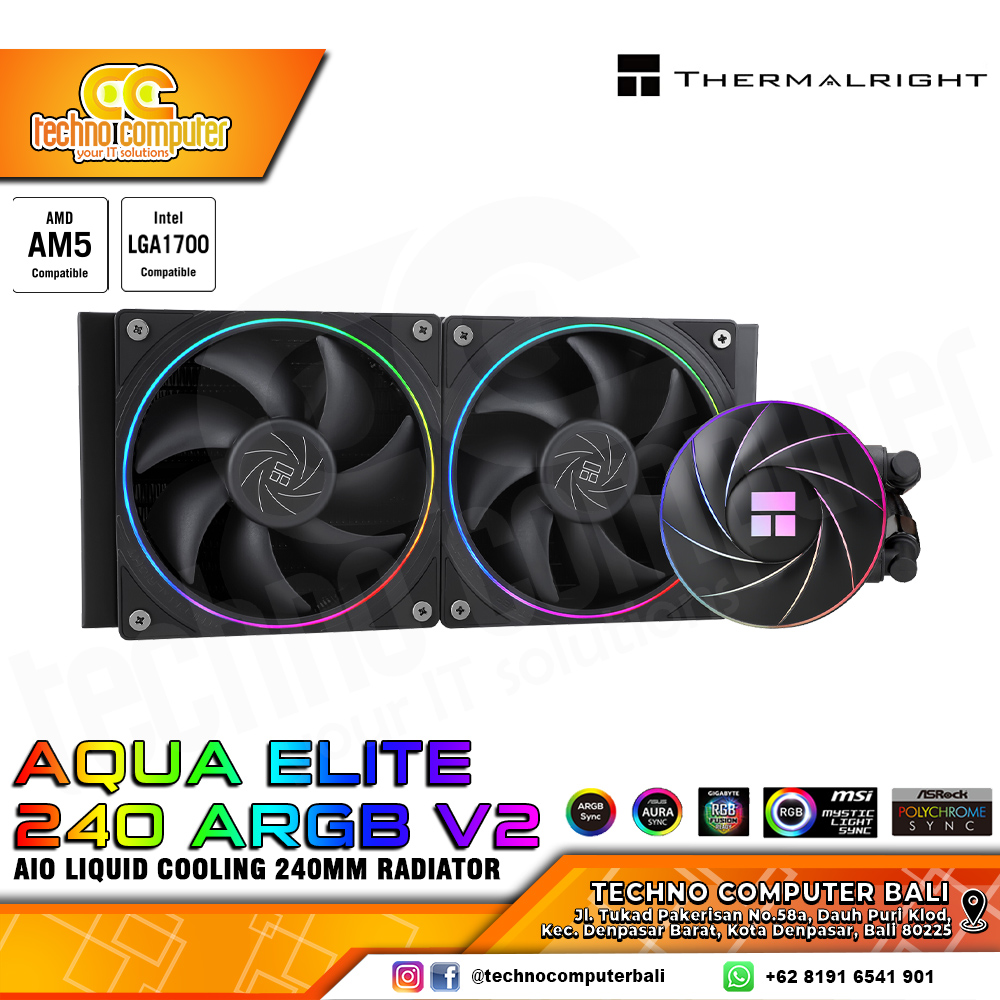 THERMALRIGHT AQUA ELITE 240 ARGB V2 BLACK - CPU Cooler - 240mm AIO Liquid Cooler