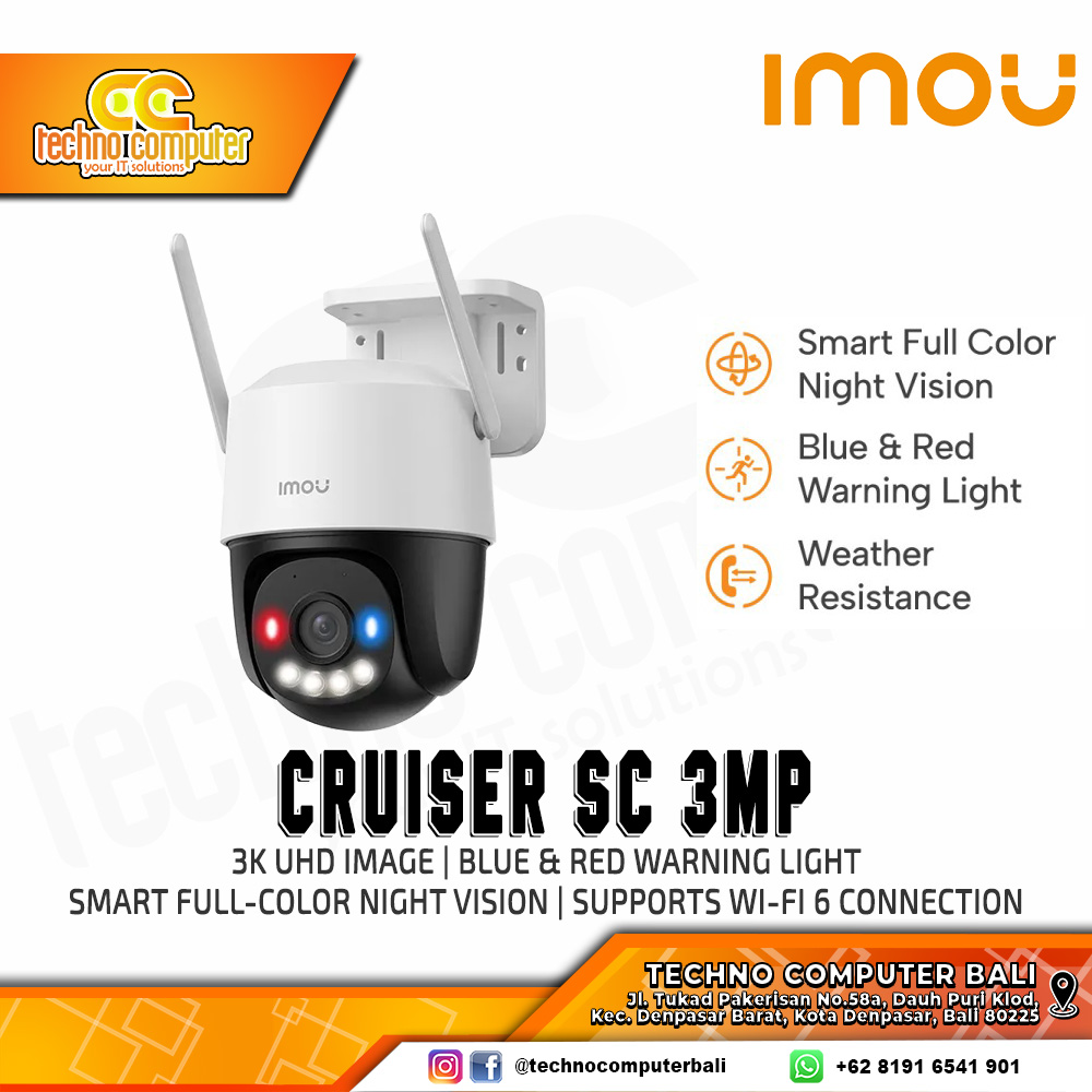 IMOU Cruiser SC 3MP OUTDOOR Blue & Red Warning Light Smart Wi-Fi Camera CCTV