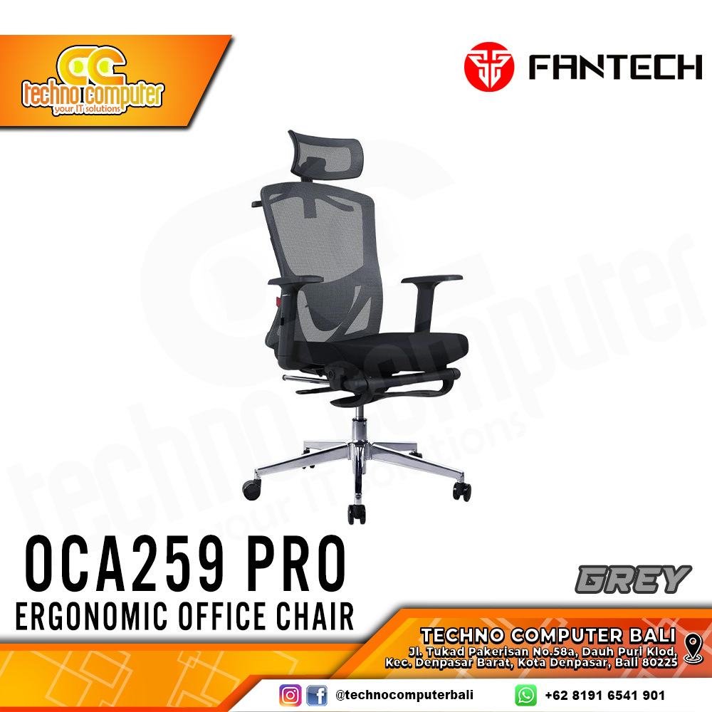 KURSI OFFICE FANTECH OC-A259 PRO ERGONOMIC OFFICE CHAIR - GREY