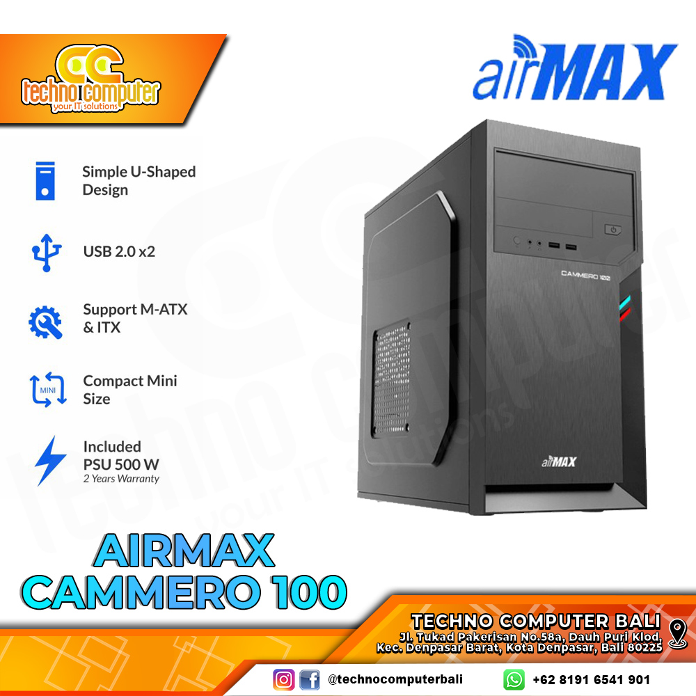 CASING AIRMAX Cammero 100 - Mid Tower mATX Case (include PSU 500w)