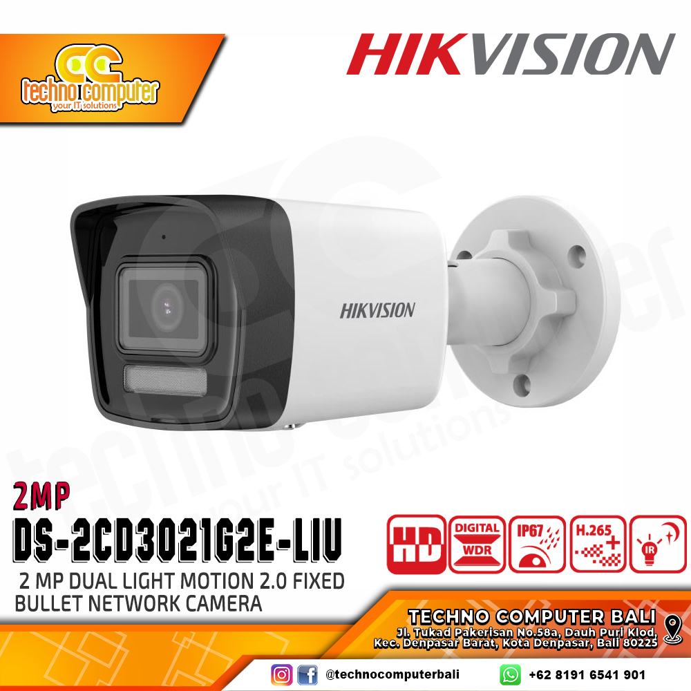 HIKVISION DS-2CD3021G2E-LIU 2MP (2.8mm) OUTDOOR Fixed Bullet Network Camera CCTV