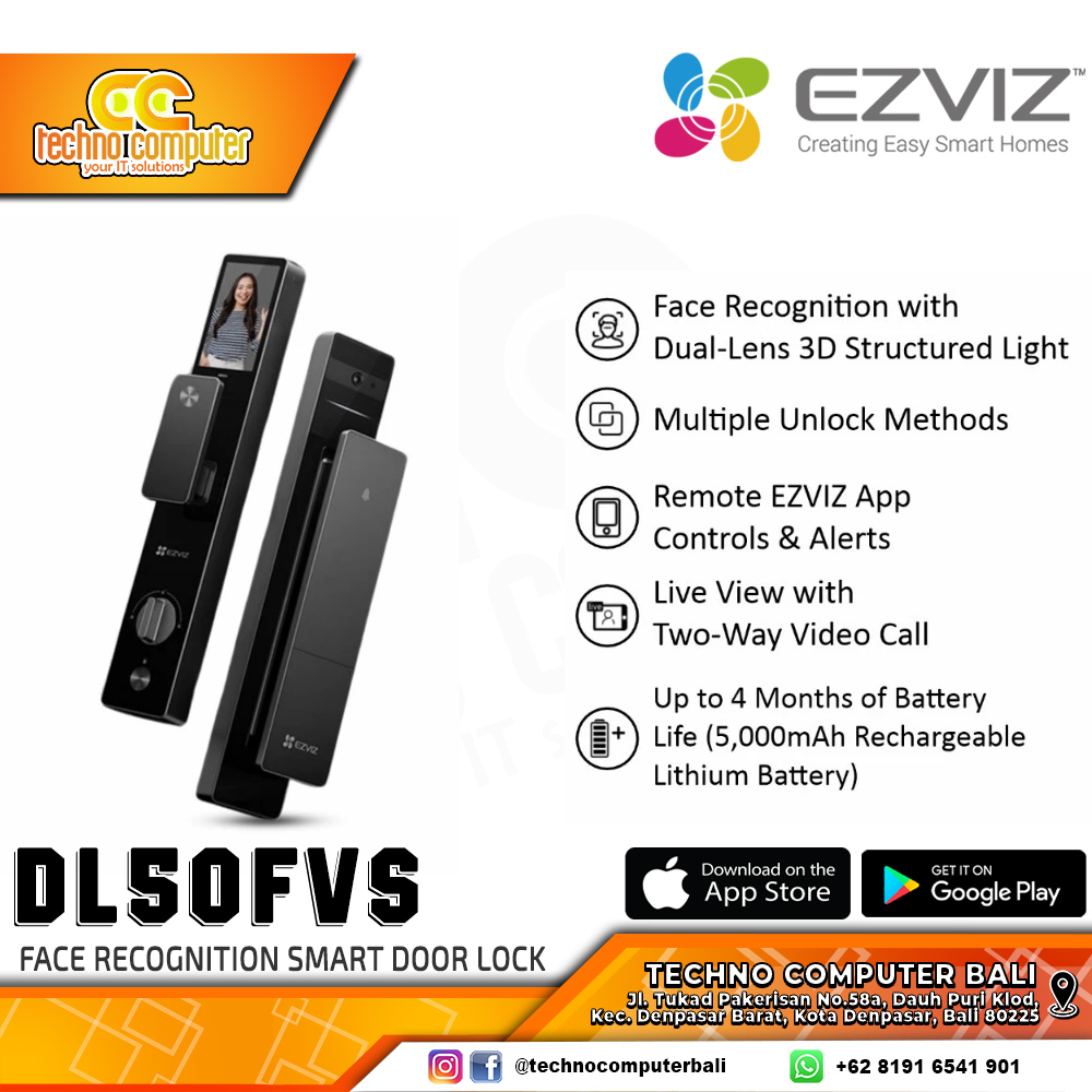 SMART DOOR LOCK EZVIZ DL50FVS Face Recognition Smart Security Door Lock