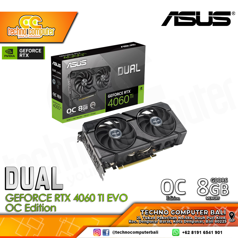 ASUS DUAL NVIDIA GeForce RTX 4060 TI EVO OC Edition 8GB GDDR6