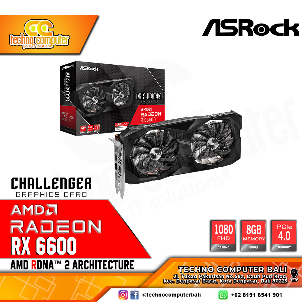 VGA ASROCK AMD Radeon RX 6600 Challenger D 8GB GDDR6