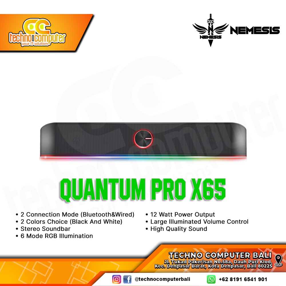 SPEAKER NYK NEMESIS X65 Quantum PRO RGB Stereo Soundbar - Black